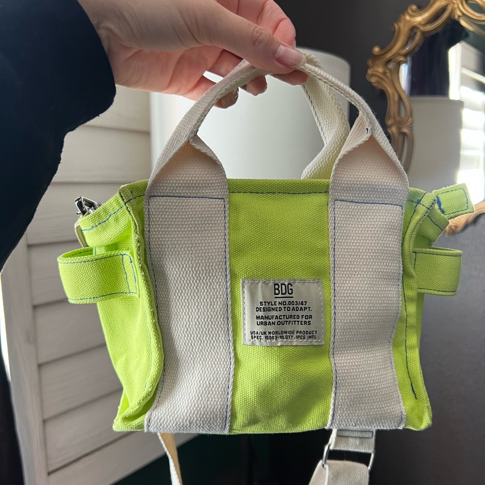 BDG Serena Mini Tote Bag Lime Green Detachable Adjustable Strap